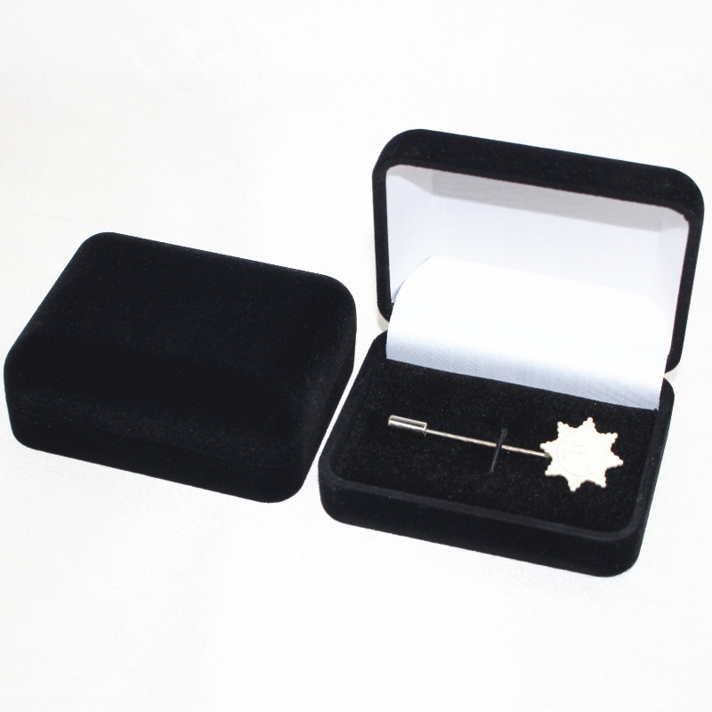 Elemento D-45S forma rotonda Velvet Box per due gemelli, un 60mm fermaglio in lunghezza, o più distintivi, monete, medaglie, ecc.75*95*32mm, pesi circa 65g